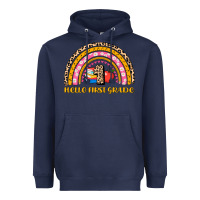 Navy back to school rainbow hello first grade Heavyweight Hoodie - AdoDesignShop