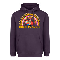 Plum back to school rainbow hello first grade Heavyweight Hoodie - AdoDesignShop