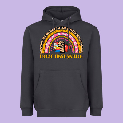 Back To School Rainbow Hello First Grade Heavyweight Hoodie Designed By Adodesignshop
