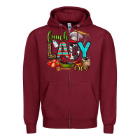 Burgundy lunch lady crew Zipper Hoodie - AdoDesignShop