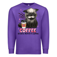 Purple coffee because murder is wrong grumpy cat Premium Sweatshirt - JahusDesignShop