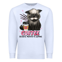 White coffee because murder is wrong grumpy cat Premium Sweatshirt - JahusDesignShop