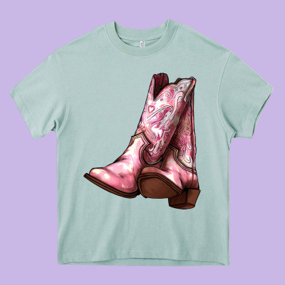 Cowgirl Boots Heavy Core Tee Designed By Howdyjamesfarm