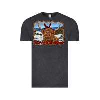 Vintage Black merry christmas highland cow with farm Vintage Tee - RanaPortraitStore