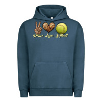 Pigment Midnight Navy peace love softball Urban Hoodie - JahusDesignShop
