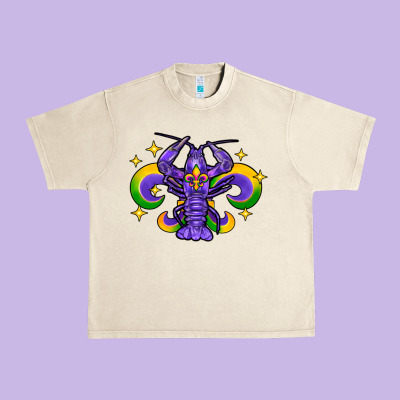 Mardi Gras Crawfish Urban Heavy Tee Designed By Fadigitalartstudio