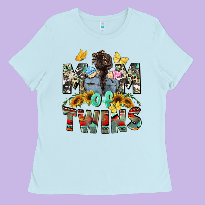 Mom Of Twins Mother's Day Ladies Tee Designed By Cowgirlartshop