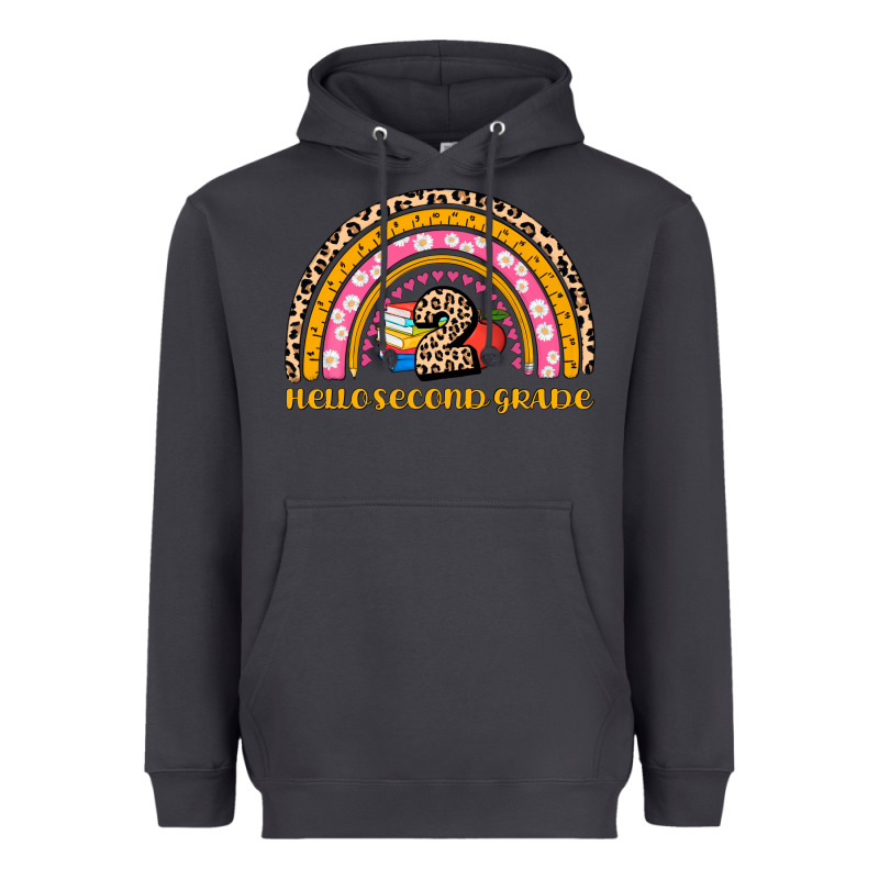 Back To School Rainbow Hello Second Grade Heavyweight Hoodie by AdoDesignShop | Teevron