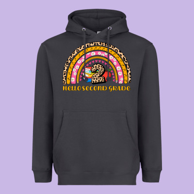 Back To School Rainbow Hello Second Grade Heavyweight Hoodie Designed By Adodesignshop