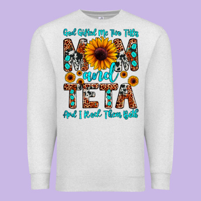 God Gifted Me Two Titles Mom And Teta And I Rock T Premium Sweatshirt Designed By Jahusdesignshop