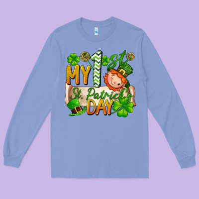 My 1'st St Patrick's Day Long Sleeve Tee Designed By Fadigitalartstudio