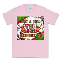 Bubblegum Pink just a girl who loves reindeer Classic Tee - CowGirlArtShop