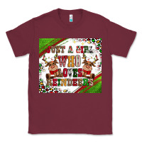 Burgundy just a girl who loves reindeer Classic Tee - CowGirlArtShop