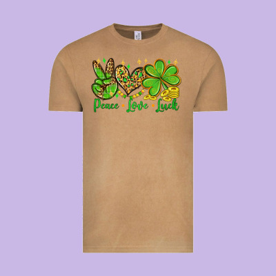 St. Patrick's Day Peace Love Luck Vintage Tee Designed By Oliviacreatesart