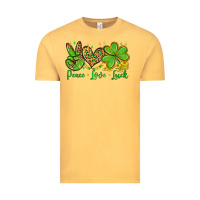 Vintage Mustard St. Patrick's Day Peace love luck Vintage Tee - OliviaCreatesArt