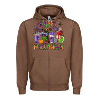 Chestnut happy halloween coffee cups Zipper Hoodie - AdoDesignShop