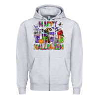 Heather Grey happy halloween coffee cups Zipper Hoodie - AdoDesignShop
