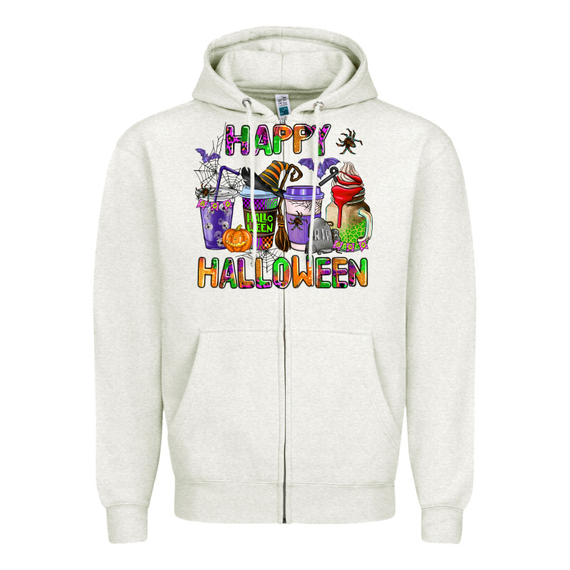 Happy Halloween Coffee Cups Zipper Hoodie by AdoDesignShop | Teevron