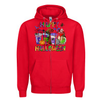 Red happy halloween coffee cups Zipper Hoodie - AdoDesignShop