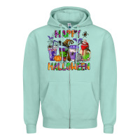 Seafoam happy halloween coffee cups Zipper Hoodie - AdoDesignShop