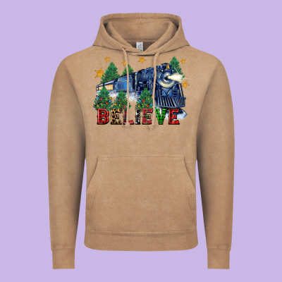 Believe Polar Express Christmas Trees Vintage Hoodie Designed By Fadigitalartstudio