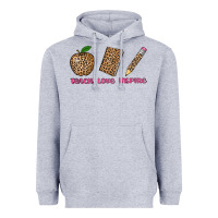 Heather Grey teach love inspire leopard Heavyweight Hoodie - AdoDesignShop