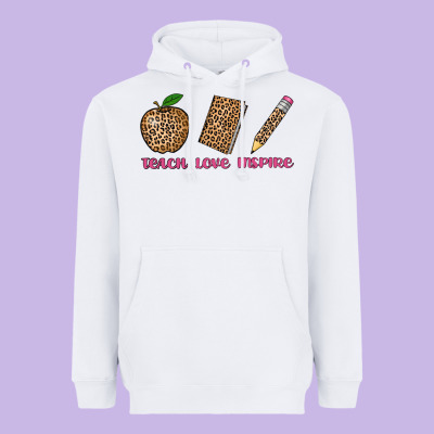 Teach Love Inspire Leopard Heavyweight Hoodie Designed By Adodesignshop