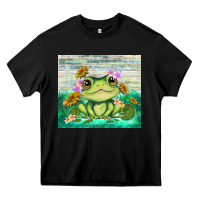 Black frog with sunflower Heavy Core Tee - TumblerDesignByShophia