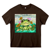 Chocolate Brown frog with sunflower Heavy Core Tee - TumblerDesignByShophia
