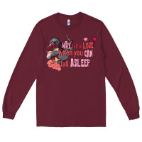 Burgundy sloth why fall in love when you can fall asleep Long Sleeve Tee - FaDigitalArtStudio