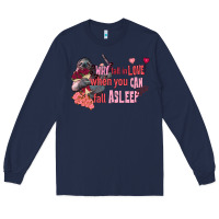 Navy sloth why fall in love when you can fall asleep Long Sleeve Tee - FaDigitalArtStudio