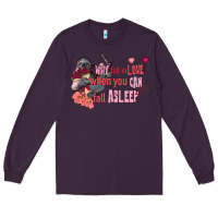 Plum sloth why fall in love when you can fall asleep Long Sleeve Tee - FaDigitalArtStudio