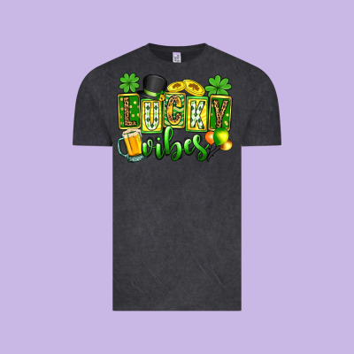 St. Patrick's Lucky Vibes Vintage Tee Designed By Oliviacreatesart