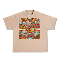 Burro western cow with hay and flowers seamless pattern Urban Heavy Tee - FaDigitalArtStudio
