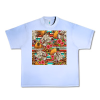 Grape Ice western cow with hay and flowers seamless pattern Urban Heavy Tee - FaDigitalArtStudio