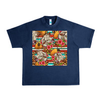 Navy western cow with hay and flowers seamless pattern Urban Heavy Tee - FaDigitalArtStudio
