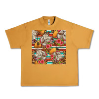 Peanut Butter western cow with hay and flowers seamless pattern Urban Heavy Tee - FaDigitalArtStudio