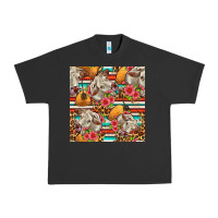 Pigment Black western cow with hay and flowers seamless pattern Urban Heavy Tee - FaDigitalArtStudio