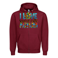 Burgundy ı love someone with autism Zipper Hoodie - AdoDesignShop