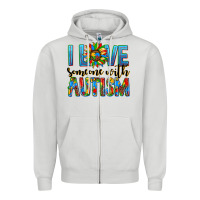 Dove Grey ı love someone with autism Zipper Hoodie - AdoDesignShop