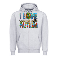 Heather Grey ı love someone with autism Zipper Hoodie - AdoDesignShop