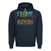 Navy ı love someone with autism Zipper Hoodie - AdoDesignShop