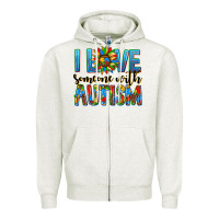 Oatmeal Heather ı love someone with autism Zipper Hoodie - AdoDesignShop