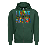 Sports Green ı love someone with autism Zipper Hoodie - AdoDesignShop