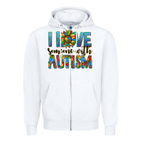White ı love someone with autism Zipper Hoodie - AdoDesignShop