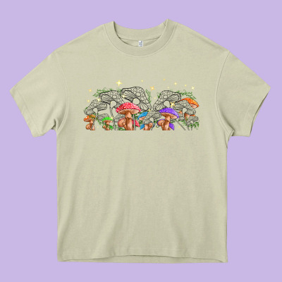 Magic Mushroom Heavy Core Tee Designed By Tumblerdesignbyshophia
