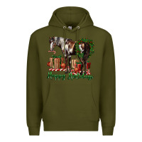 Army Green happy holidays mustang horse Premium Hoodie - LillyAllenDesigns