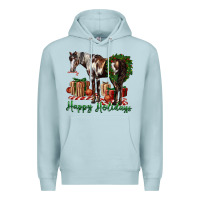 Blue Mist happy holidays mustang horse Premium Hoodie - LillyAllenDesigns