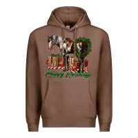 Chestnut happy holidays mustang horse Premium Hoodie - LillyAllenDesigns