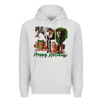 Dove Grey happy holidays mustang horse Premium Hoodie - LillyAllenDesigns